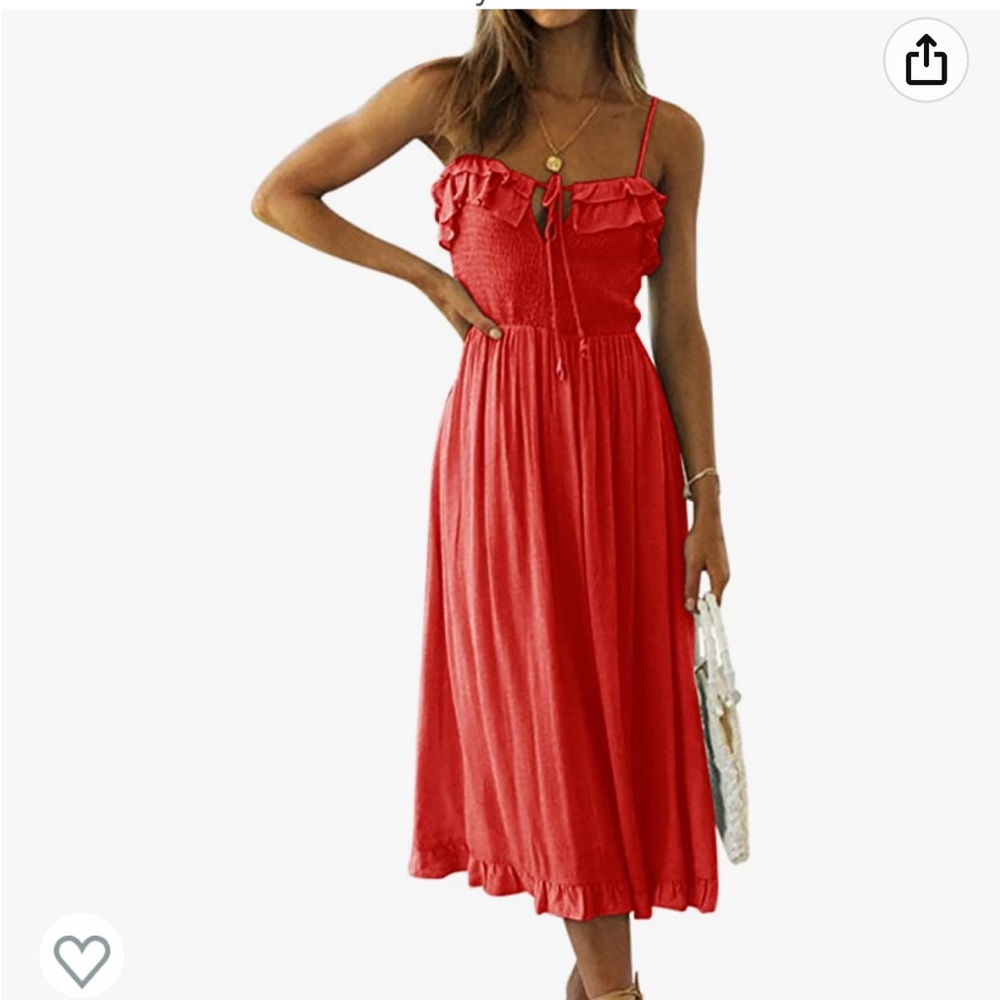 Red flowy summer midi sundress